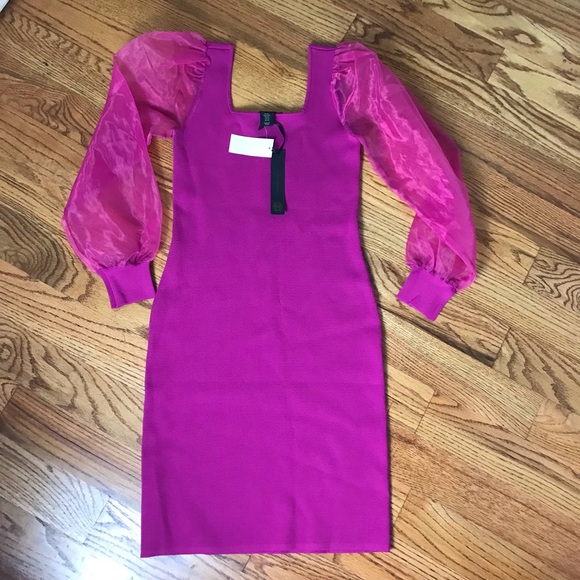 House of Harlow 1960 Dresses & Skirts - House of Harlow Hot Pink Sheer Sleeve Dress NWT